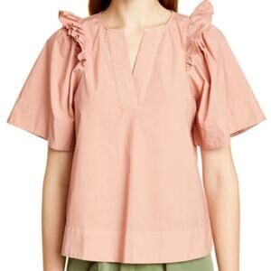 Sea New York Size 2 Pink Top Ruffled Sleeve Blouse Feminine Neutral Breezy